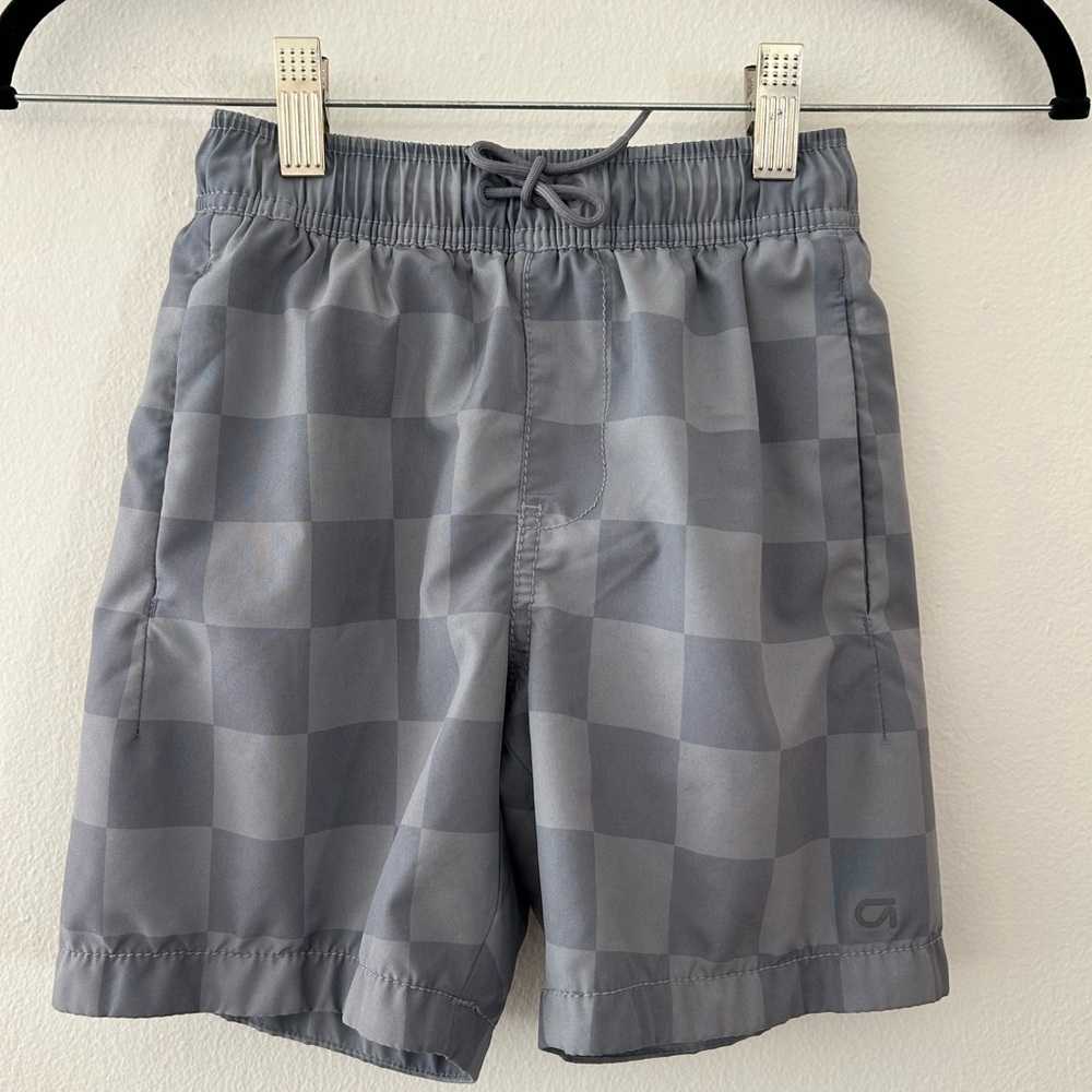 gap GapFit Kids Quick Dry Shorts gray checkerboard pattern Size Small